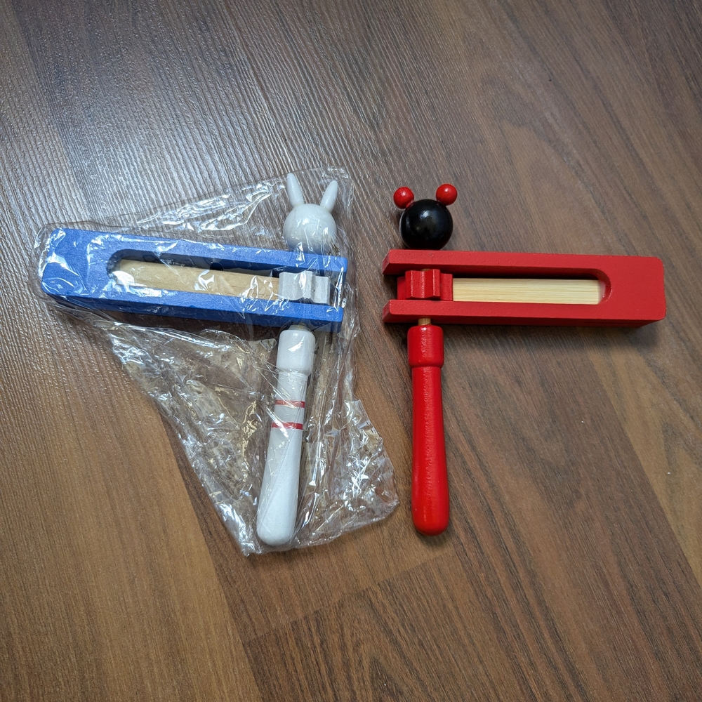 New Red and Blue Wooden Musical Ratchet Set